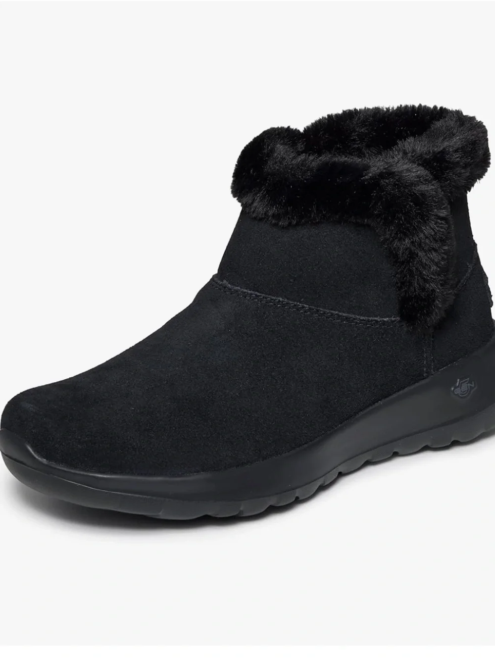 Skechers Women's On-The-Go Joy black suede slip-on boots faux fur trim size 7 - Picture 2 of 9